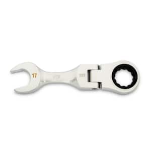 17 mm 90-Tooth 12 Point Stubby Flex Ratcheting Combination Wrench