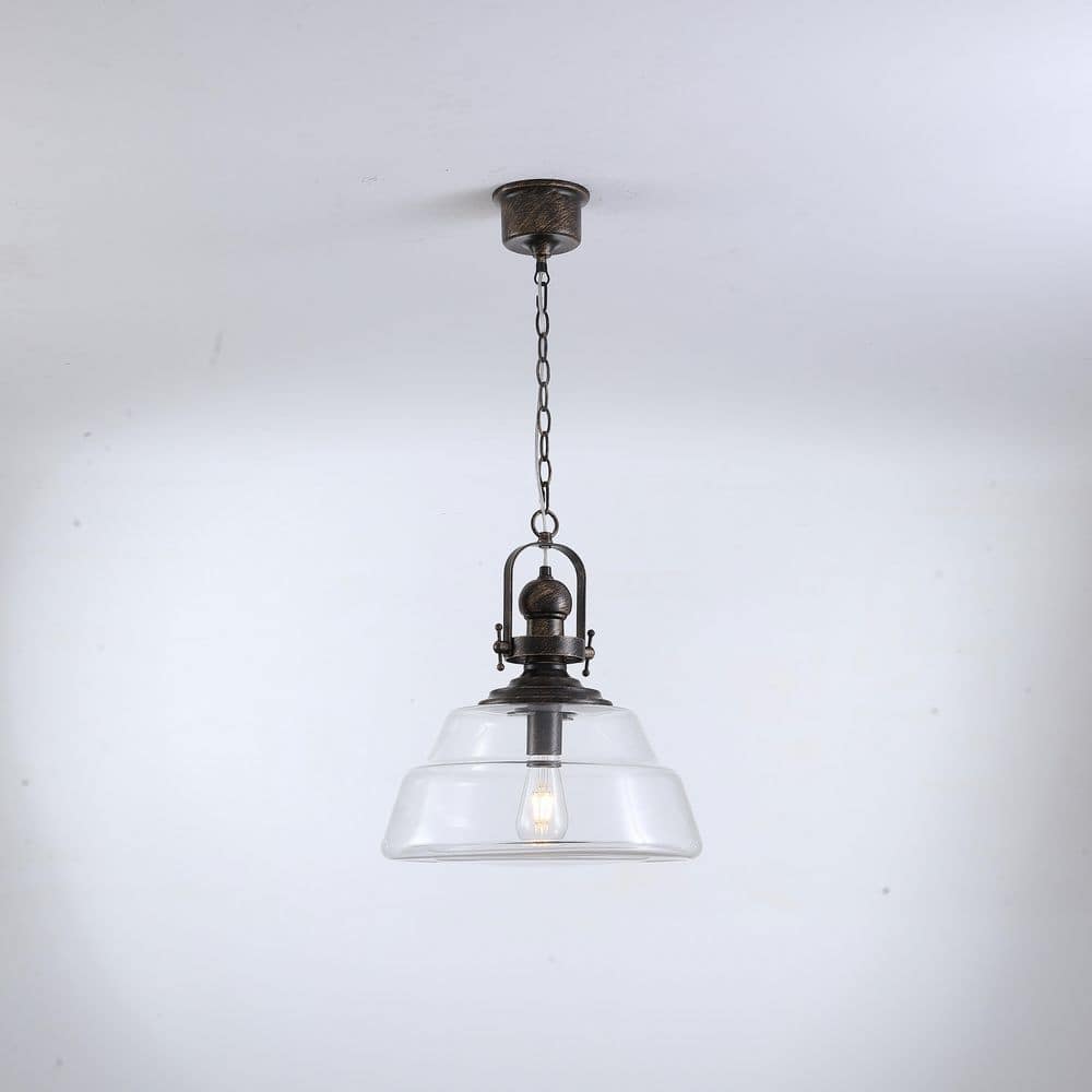 15.4 in. 1-Light Retro Black Standard Pendant Light with Clear Glass Shade for Kitchen, Dining Room (Bulb Not Included) price history on PriceWatchPro