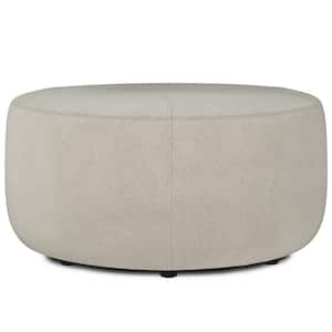 Moore 32 in. Wide Contemporary Irregular Large Ottoman in Natural Linen Look Fabric