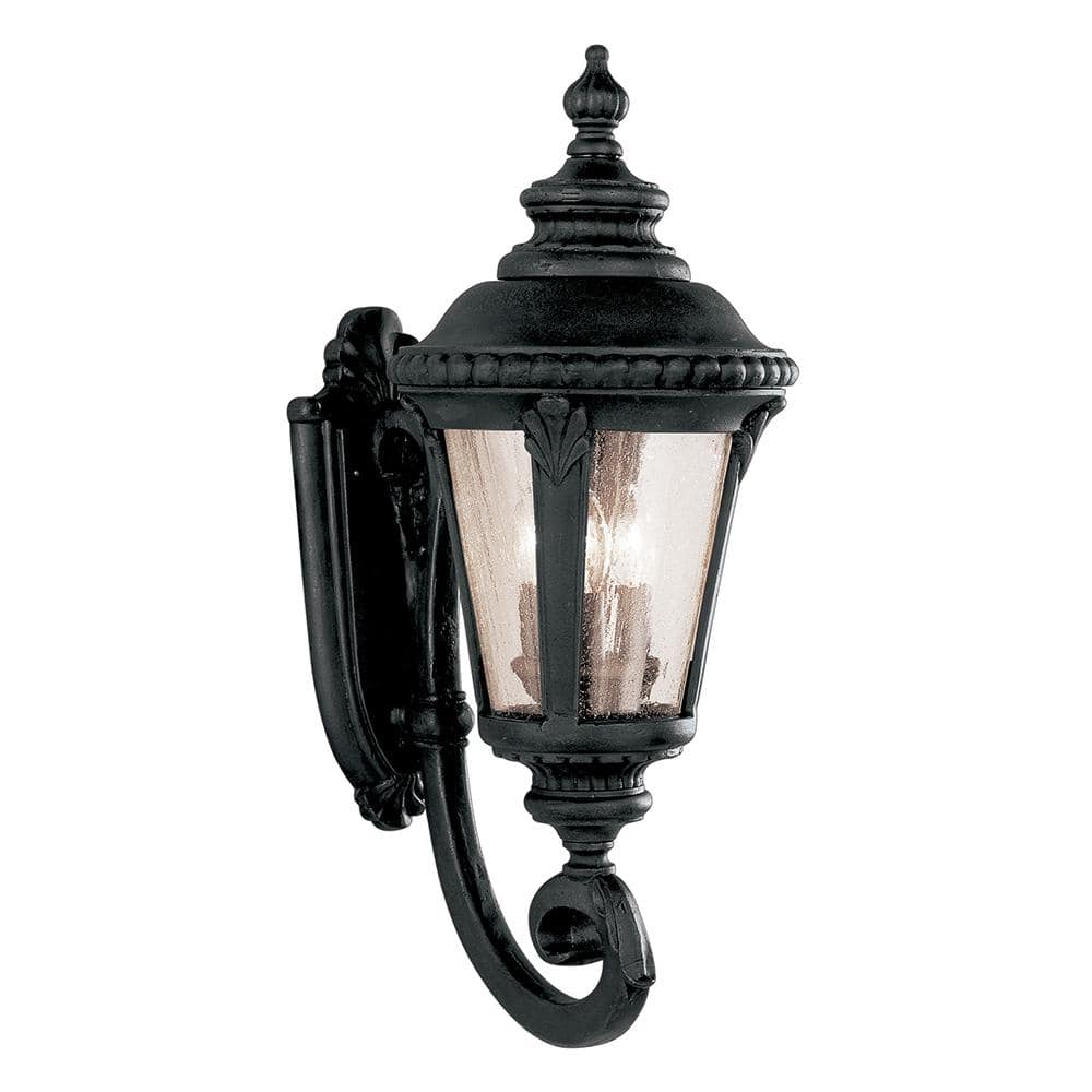 UPC 736916175814 product image for Commons 3-Light Black Coach Outdoor Wall Light Fixture with Seeded Glass | upcitemdb.com