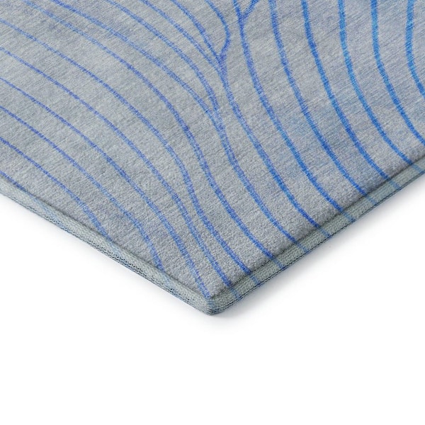 Mayfield Premium Machine Washable Abstract AMF2107 Blue 3 ft. x 4 ft. Area Rug