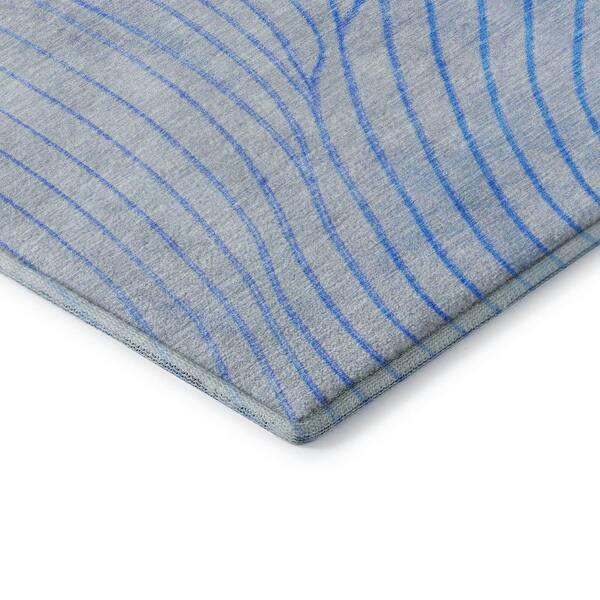 Mayfield Premium Machine Washable Abstract AMF2107 Blue 3 ft. x 5 ft. Area Rug