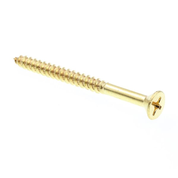 Prime-Line #14 x 3 in. Solid Brass Phillips Drive Flat Head Wood Screws (15-Pack)