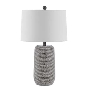 Celvin 26 in. Gray/White Table Lamp with White Shade