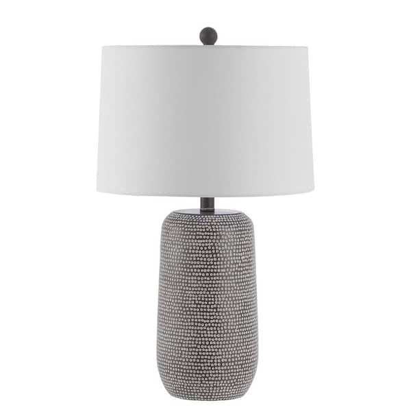 SAFAVIEH Celvin 26 in. Gray/White Table Lamp with White Shade