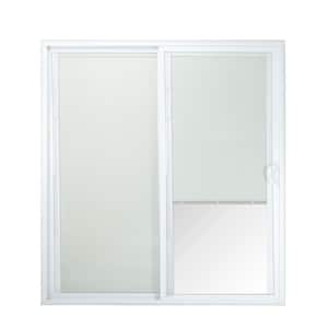 72 in. x 80 in. 50 Series White Vinyl Right-Hand Sliding Patio Door with Blinds