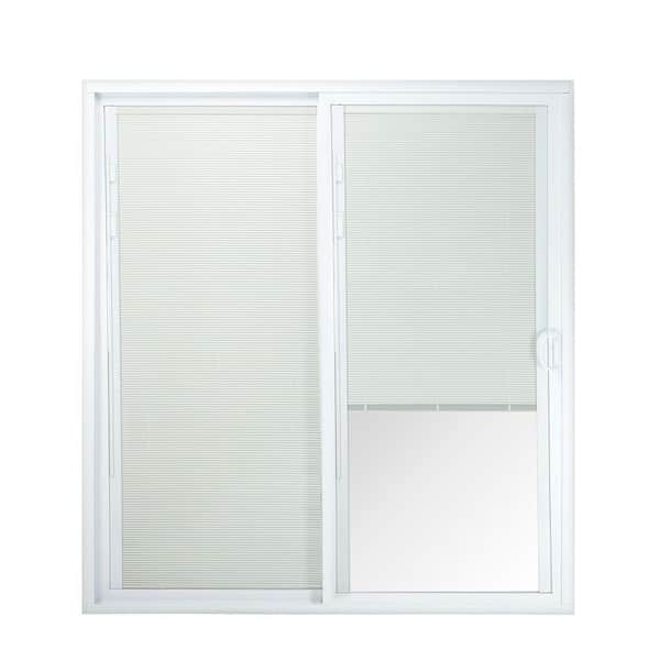 American Craftsman 72 in. x 80 in. 50 Series White Sliding HVHZ Approved Vinyl Right-Hand Patio Door with Blinds