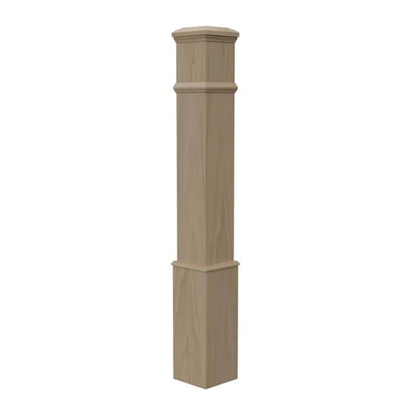 Stair Parts 4095 56 in. x 7-1/2 in. Unfinished Poplar Plain Box Newel Post for Stair Remodel