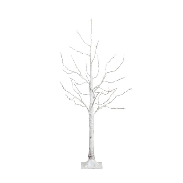 Nearly Natural 4 ft. Pre-Lit Artificial White Birch Tree with 180 Warm White LED Lights