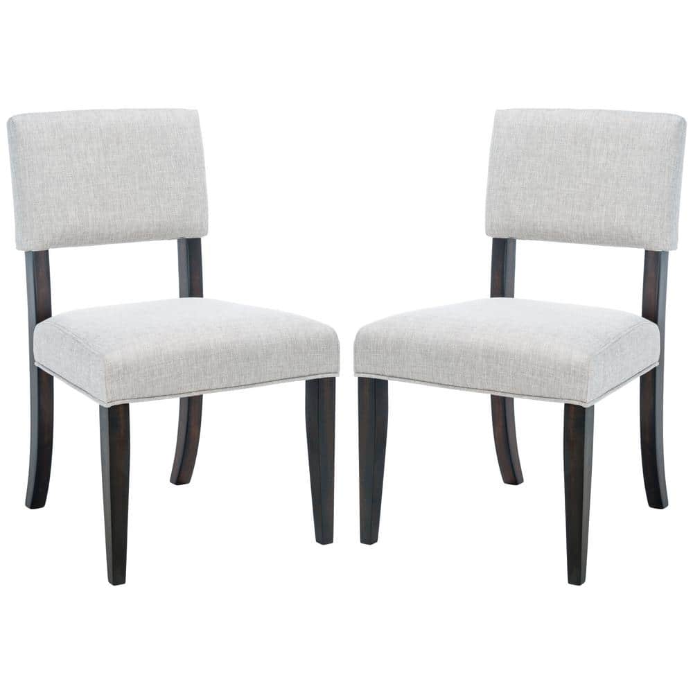 Luis High Back Black Wood Side Chair with Linen Upholstery