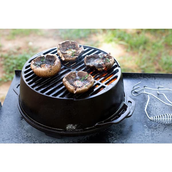Lodge 12 in. Portable Cast Iron Kickoff Charcoal Grill in Black L12RG - The  Home Depot