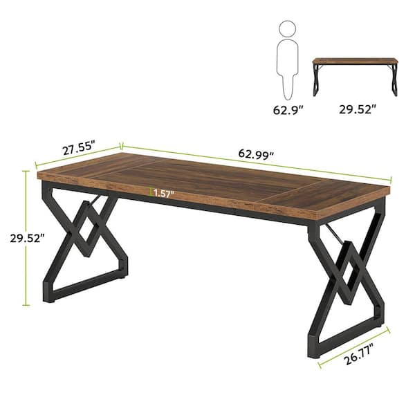 TRIBESIGNS WAY TO ORIGIN Halseey 63 in. L Shaped Brown Wood 2-Drawer  Computer Desk for Home Office, Executive Desk with File Cabinet  HD-F1749-HYF - The Home Depot