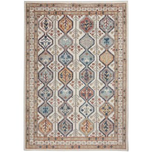 Concerto Ivory/Multi 4 ft. x 6 ft. Border Contemporary Area Rug