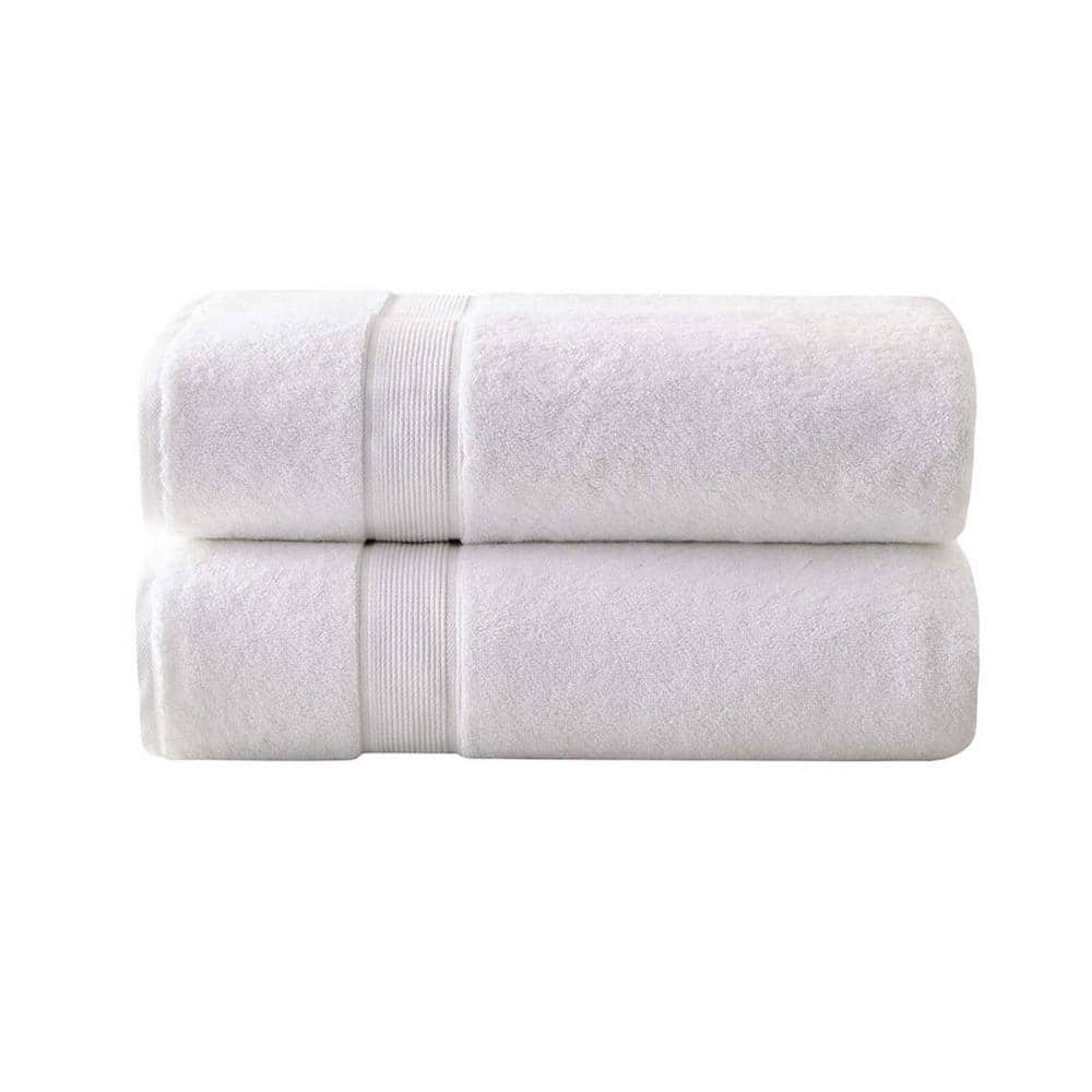 2-Piece White Cotton Bath Sheet Set, 100% Cotton Highly Absorbent and Quick