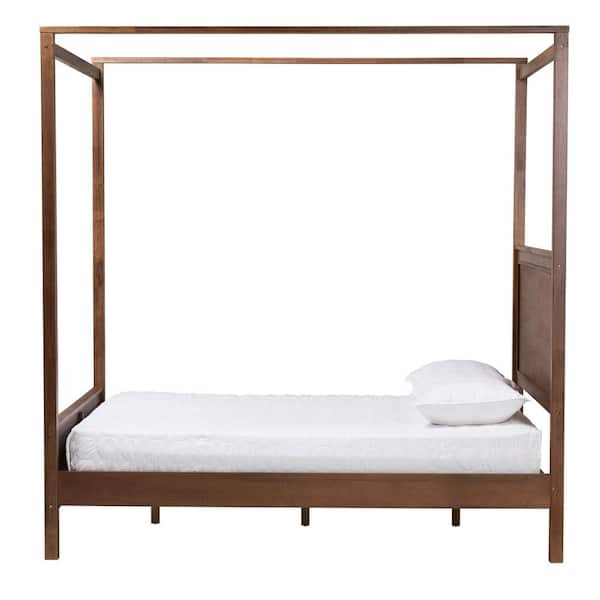 Baxton Studio Veronica Walnut Brown King Platform Canopy Bed 165