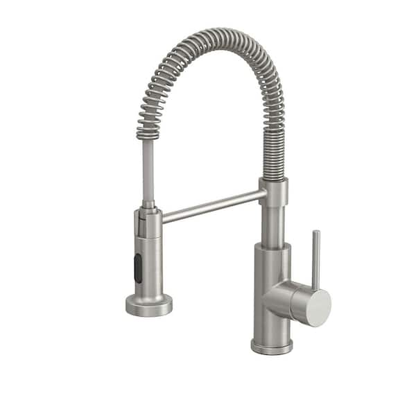 PRIVATE BRAND UNBRANDED Cartway Single-Handle Spring Non Pull-Down Sprayer Kitchen  Faucet in Brush Nickel D005B - The Home Depot