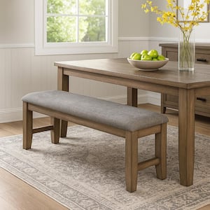 Harris 59.84 in. Walnut Brown and Gray Dining Bench