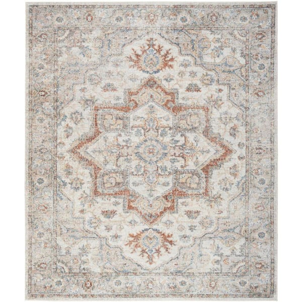 Astra Machine Washable Grey Multicolor 7 ft. x 10 ft. Distressed Traditional Area Rug