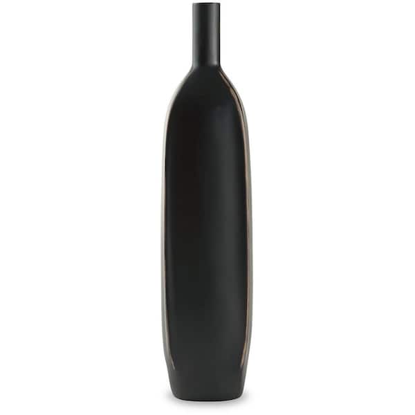 Rhaveney 15.75 in. Black Resin Cylinder Decorative Vase