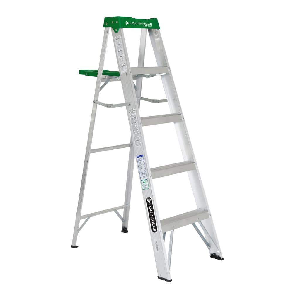 Louisville Ladder 5 Ft Aluminum Step Ladder With 225 Lbs Load step-stool-home-solid-wood-folding-ladder-solid-wood-folding-ladder