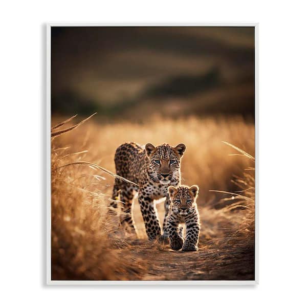 Stupell Industries Cheetah & Cub in Nature by Noah Bay White Framed Animal Giclee Art Print 30 in. x 24 in.