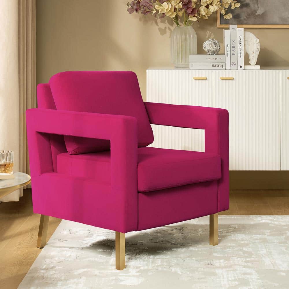 Fuchsia Velvet Accent Chair with Gold Metal Legs