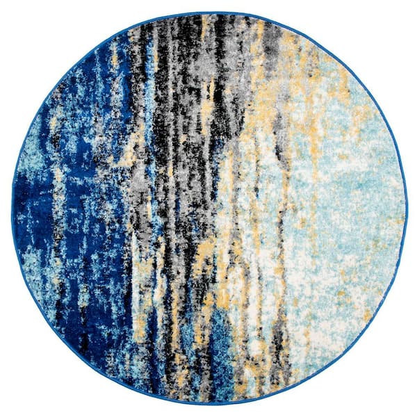 Katharina Modern Abstract Blue 4 ft. Round Rug
