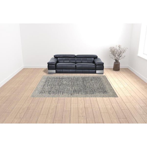 9 ft. x 12 ft. Gray and Black Plaid Area Rug