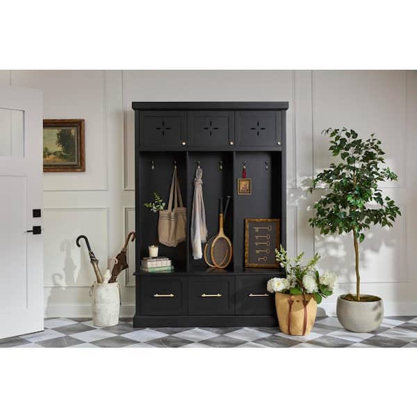 Home Decorators Collection - Dashby Black Hall Tree with Storage (54.5" W x 78.1" H)