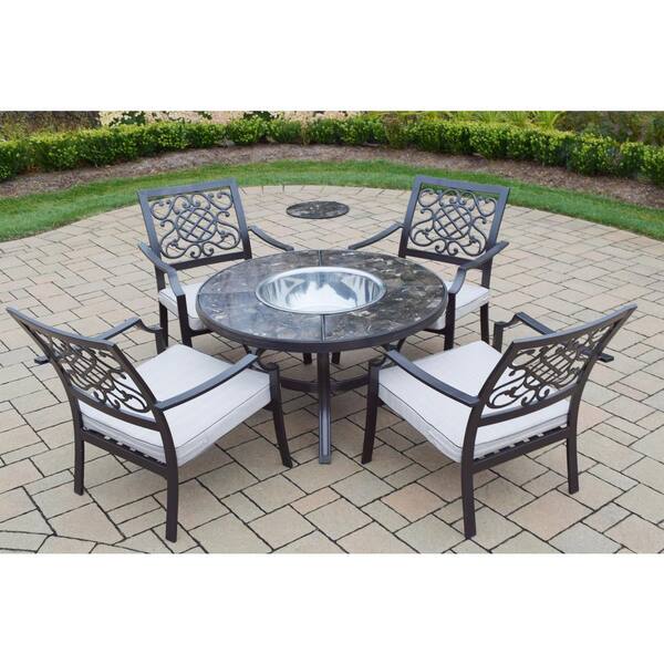 Unbranded 6-Piece Aluminum Outdoor Dining Set with Oatmeal Cushions