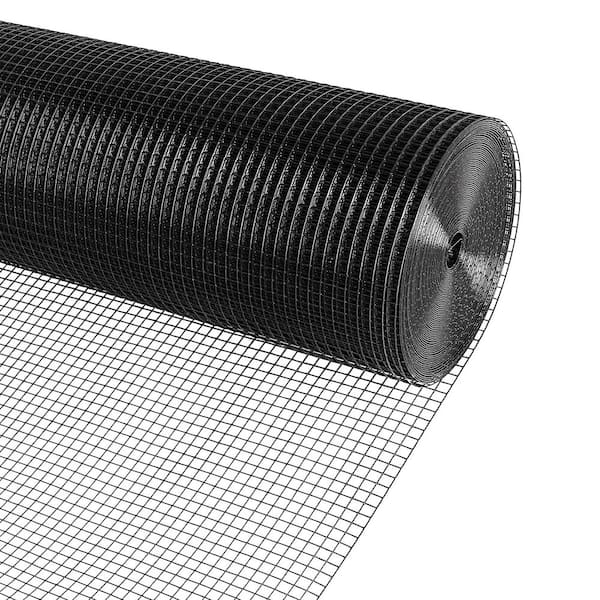 1/2 in. 24 in. x 100 ft. 19 Gauge PVC Vinyl Coated Wire Mesh Hardware Cloth for Garden Chicken Fencing, Black