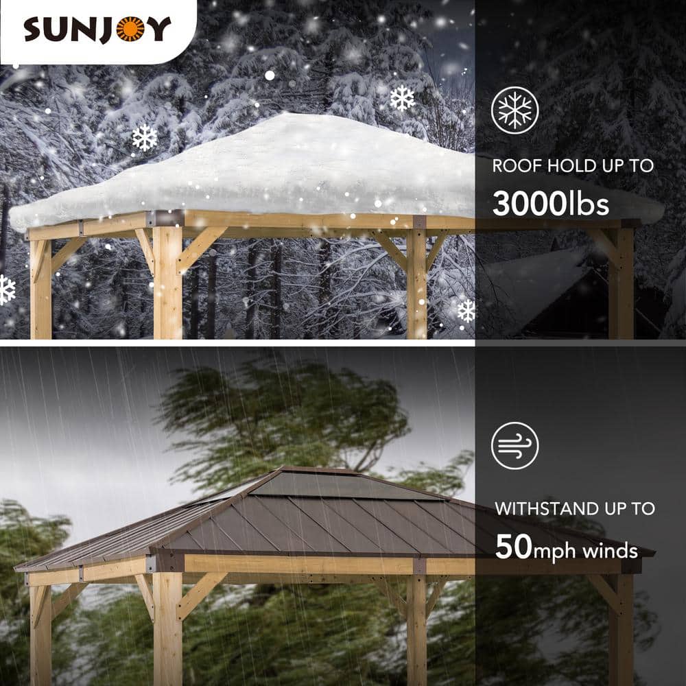Cedar Framed Gazebo with Brown Steel Hardtop and Skylight