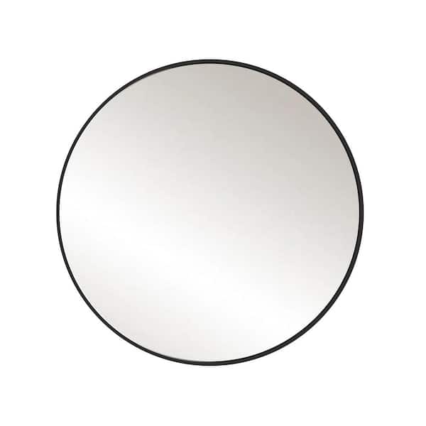 24 in. W x 24 in. H Black Vanity Round Wall Mirror Aluminum Alloy Frame Bathroom Mirror