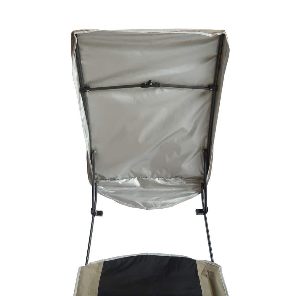 Graphite and Tan High Folding Camping Chair with Canopy