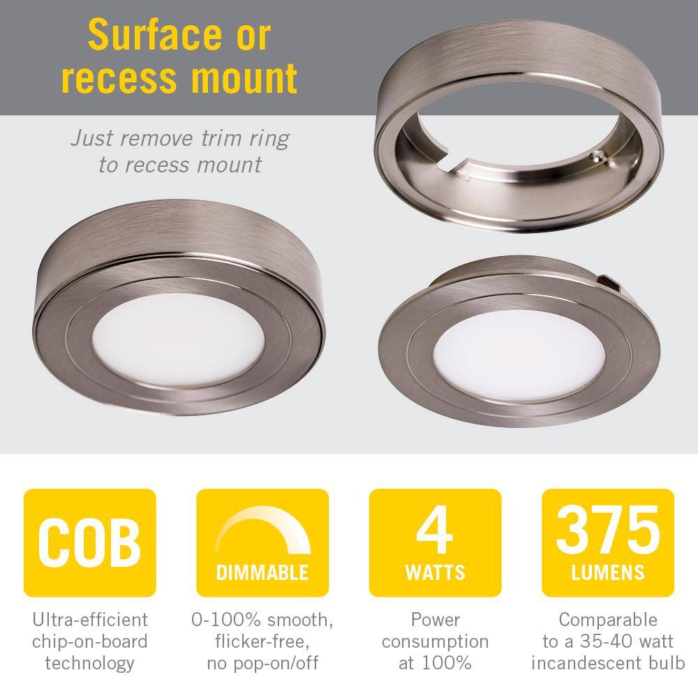 PureVue White Dimmable LED Under Cabinet Puck Light