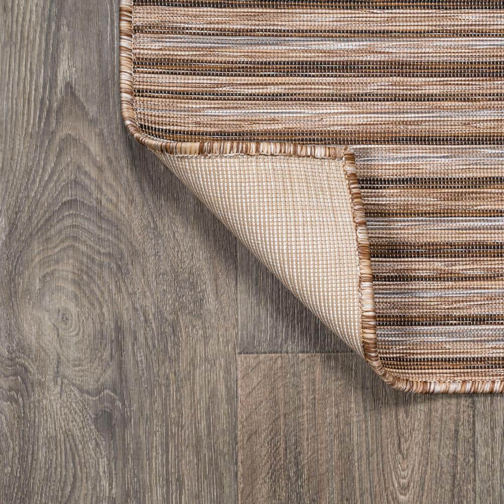 Heathered Stripes Brown/Natural 8' x 10' Synthetic Easy-Care Area Rug
