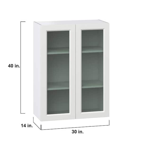 J COLLECTION Alton Painted White Recessed Assembled Wall Kitchen Cabinet with Glass Door (30 in. W x 40 in. H x 14 in. D)