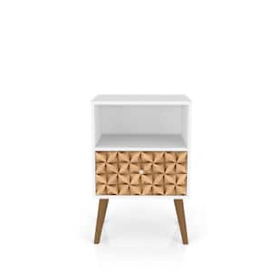 Liberty 1.0 White and 3D Brown Print Nightstand