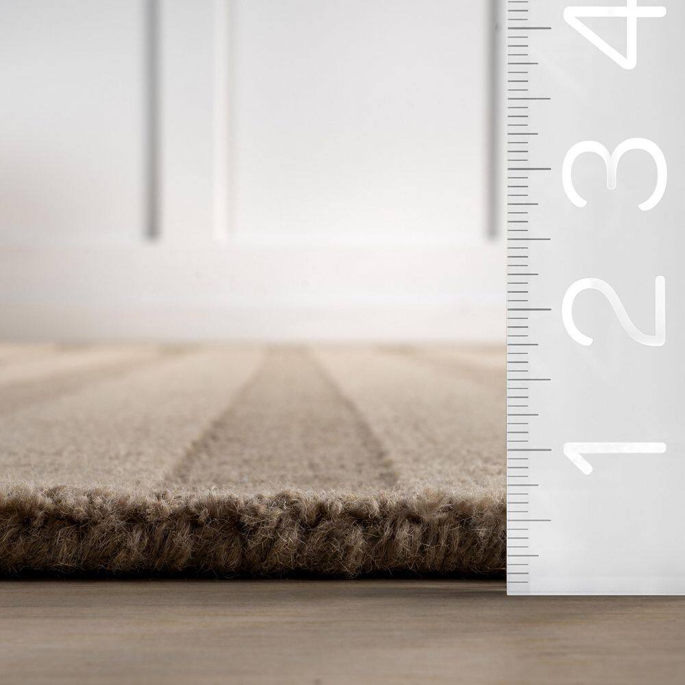 Vestry Brown Handmade Wool Striped Rectangular Area Rug, 8' x 10'