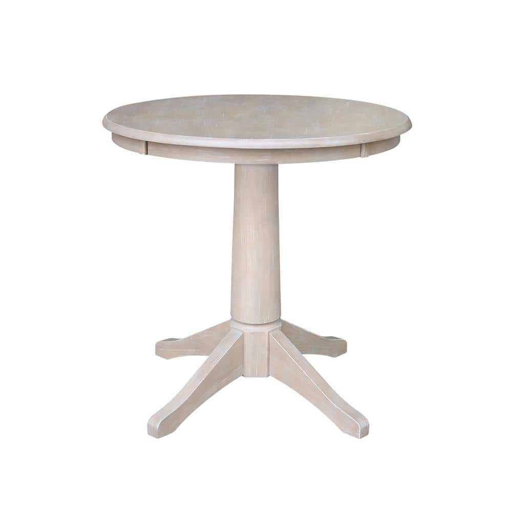 Elegant French Country Round Pedestal Dining Table in Weathered Gray
