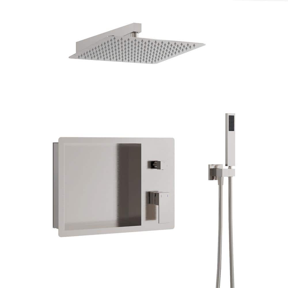 Single Handle 2-Spray Shower Faucet 2.0 GPM with Built-in niche Drip Free Hand Shower Head in Matte Black(valve include) price history on PriceWatchPro