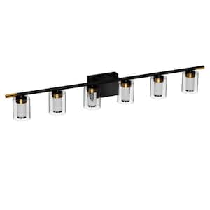 TIVLEED 41 in. 5-Light Black LED Vanity Gold Dimmable Lamp with Bulb