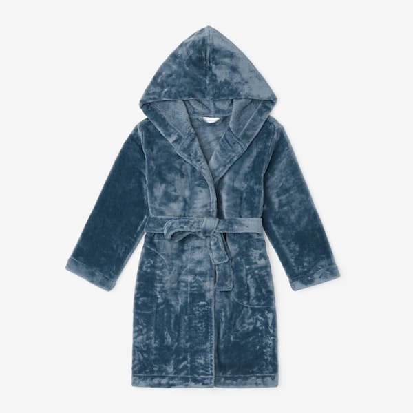The Company Store Company Plush Unisex Family Kids 10/12 in. Deep Teal Robe