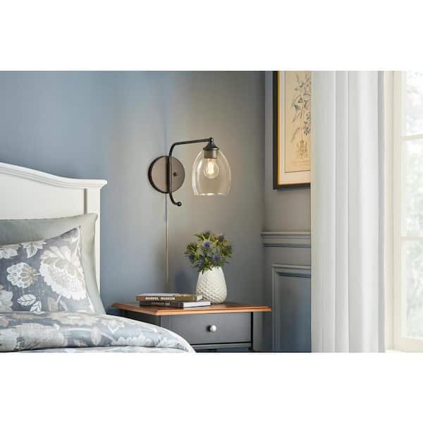Iler 6.125 in. 1-Light Matte Black Wall Sconce with Clear Glass Shade