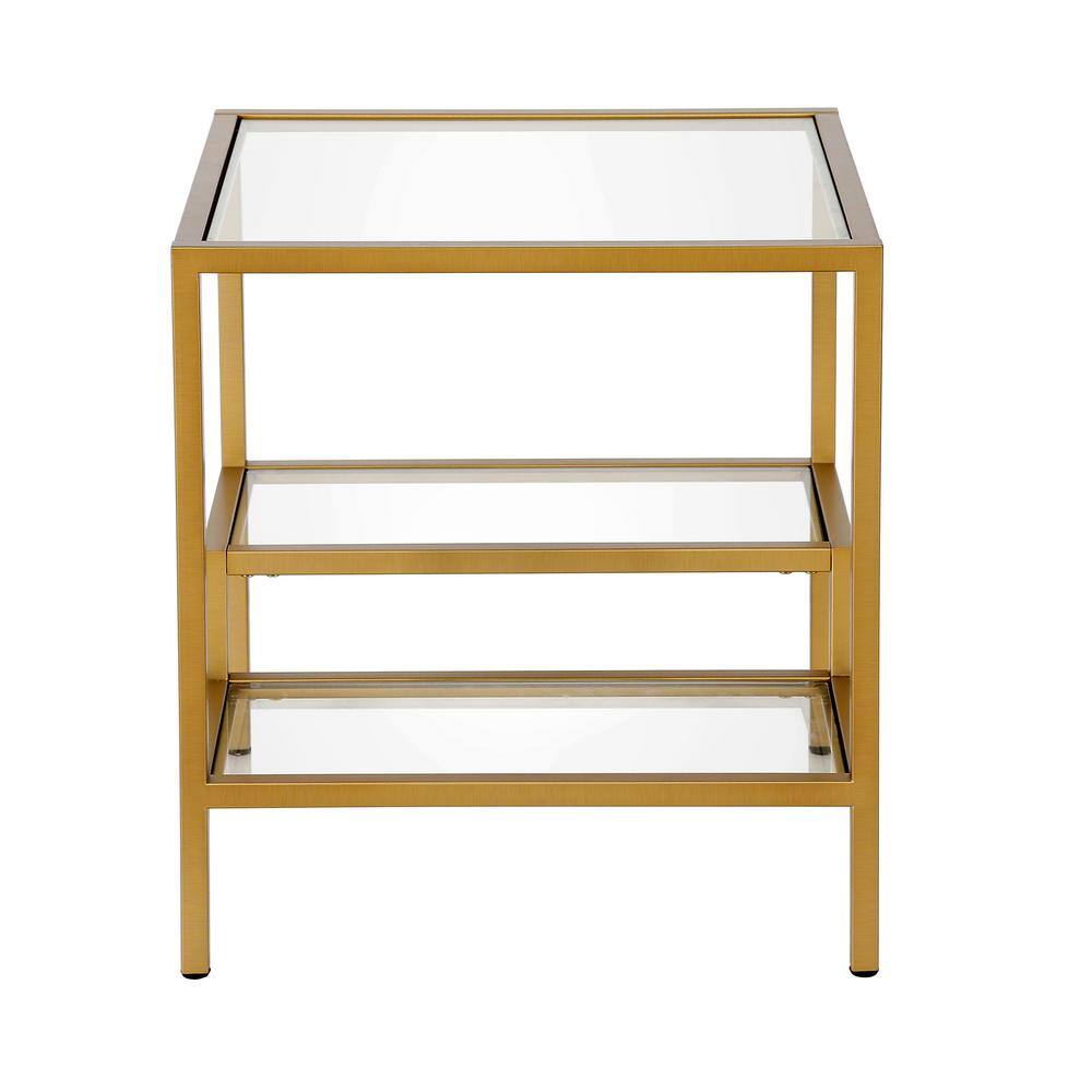 Lovett 20" Gold Metal and Glass Square Side Table