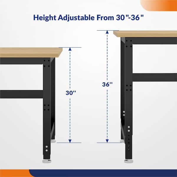 4Dock 96 in. W x 48 in. D 6-Leg Heavy Duty Workbench with Rubber