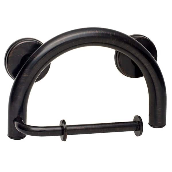 Grabcessories 2-in-1 11.25 in. x 1.25 in. Grab Bar and Wall Mount Toilet Paper Holder with Grips in Oil Rubbed Bronze