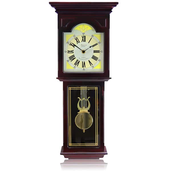 Bedford Clock Collection Redwood Pendulum Wall Clock