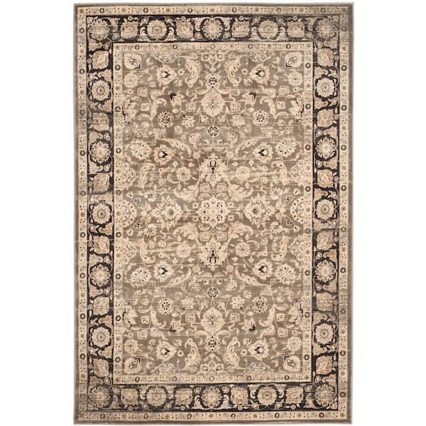SAFAVIEH Vintage Taupe/Black 4 ft. x 6 ft. Antique Floral Area Rug