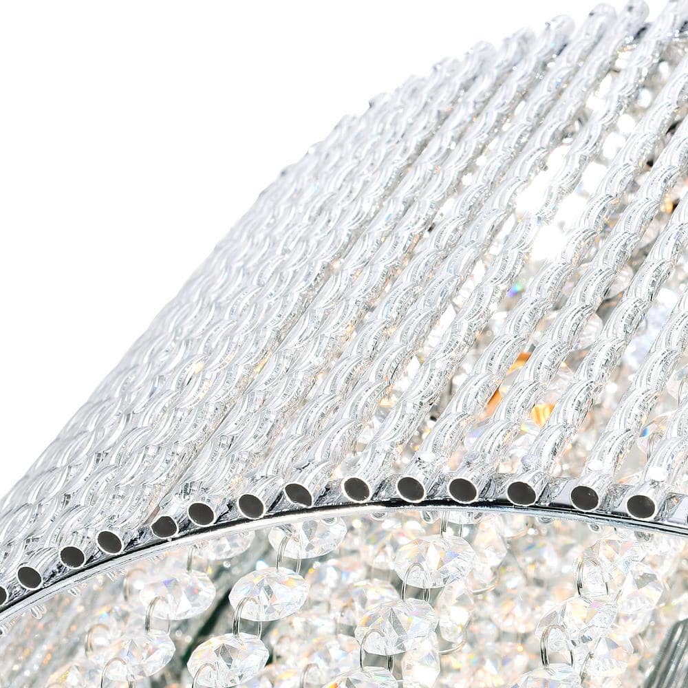 Claire 16" Chrome Drum Chandelier with Clear Crystals